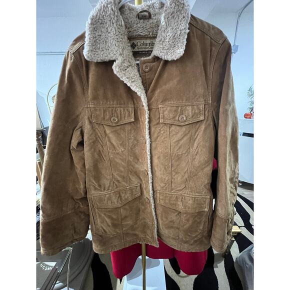 Columbia Sportswear Faux Suede Sherpa Lined Jacket Men’s L Brown Vintage Western - Picture 1 of 3